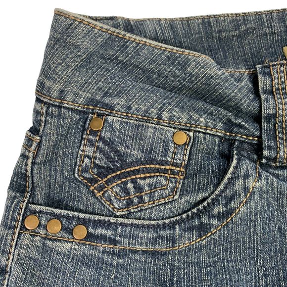 Patched Boho Jeans Pink Hearts Wide Leg Upcycled Denim Womens 4 Hydraulic - Picture 4 of 13